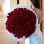 100 premium red roses bouquet by Mamma Mia Flower Studio in Miami