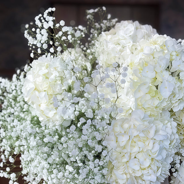 • Audrey • white hydrangeas basket