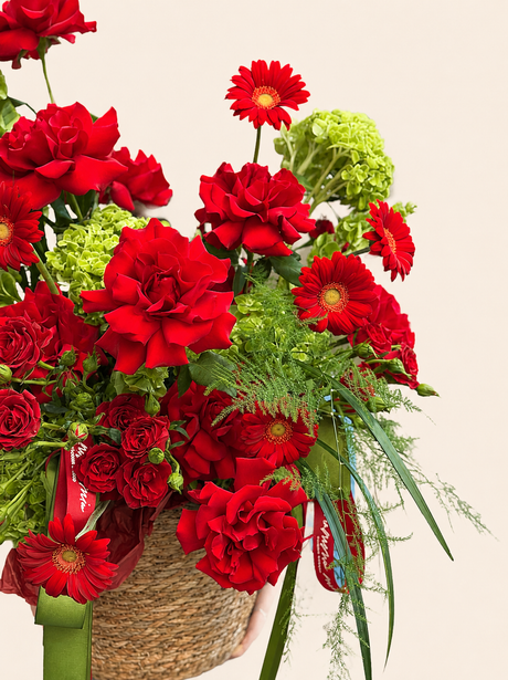 • Ginny •  red flower basket