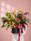 Exotic flower arrangement with bird of paradise