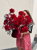 Luxury red French roses flower box for delivery in Miami